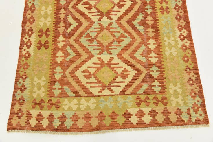 Detail image of 3' 10 x 5' 8 Hand Woven Kilim Waziri Wool Rug