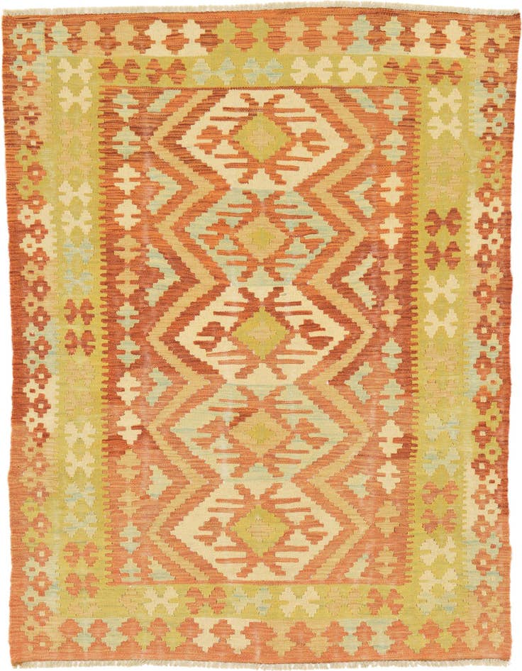 Detail image of 3' 10 x 5' 8 Hand Woven Kilim Waziri Wool Rug