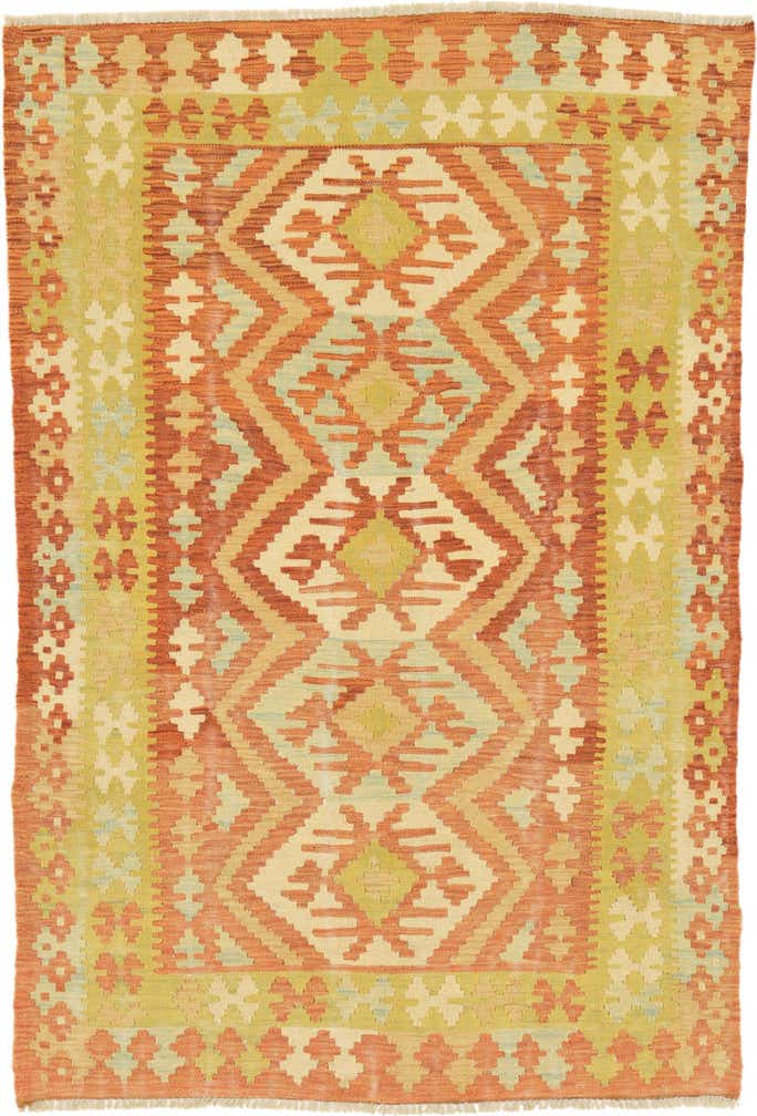 3' 10 x 5' 8 Hand Woven Kilim Waziri Wool Rug