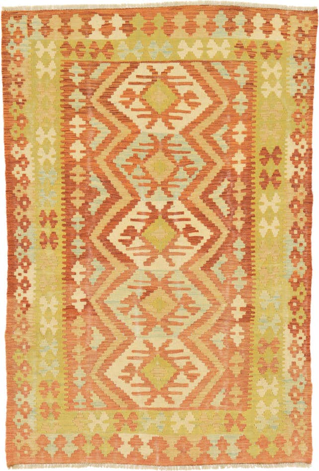 Detail image of 3' 10 x 5' 8 Hand Woven Kilim Waziri Wool Rug
