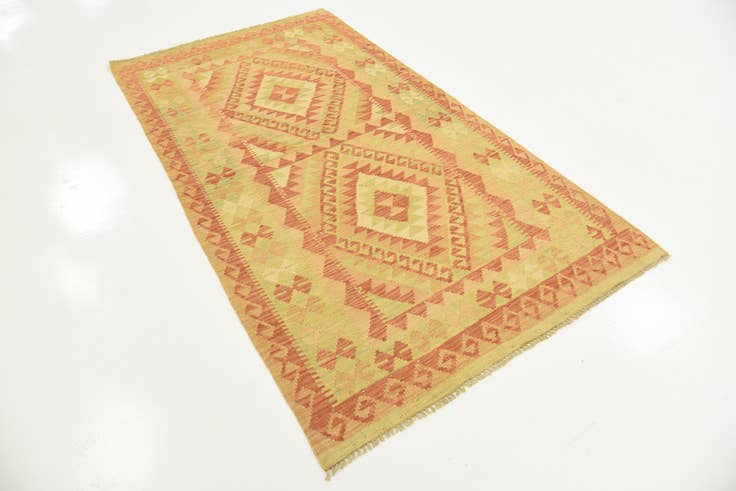 Detail image of 3' 7 x 6' 7 Hand Woven Kilim Waziri Wool Rug