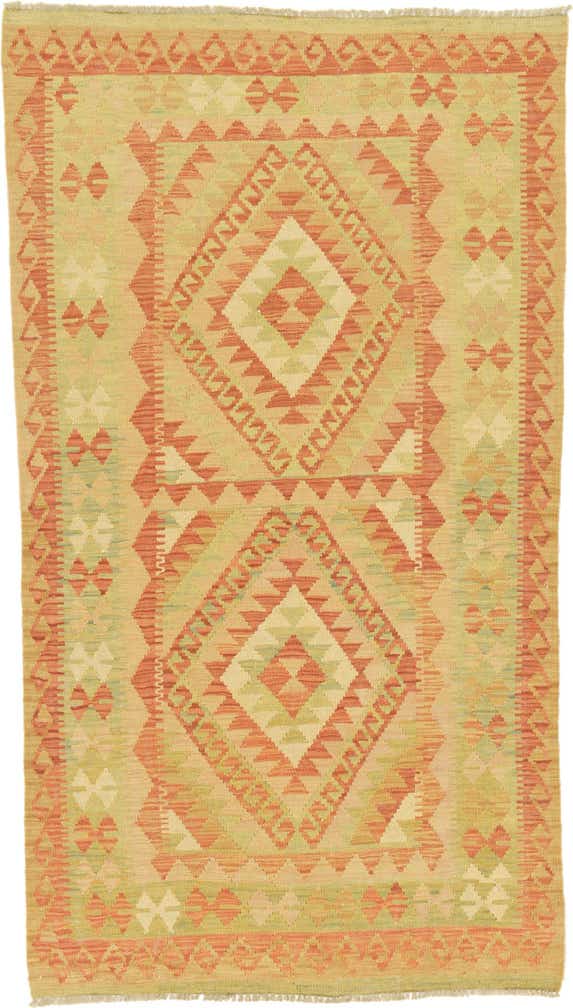 3' 7 x 6' 7 Hand Woven Kilim Waziri Wool Rug