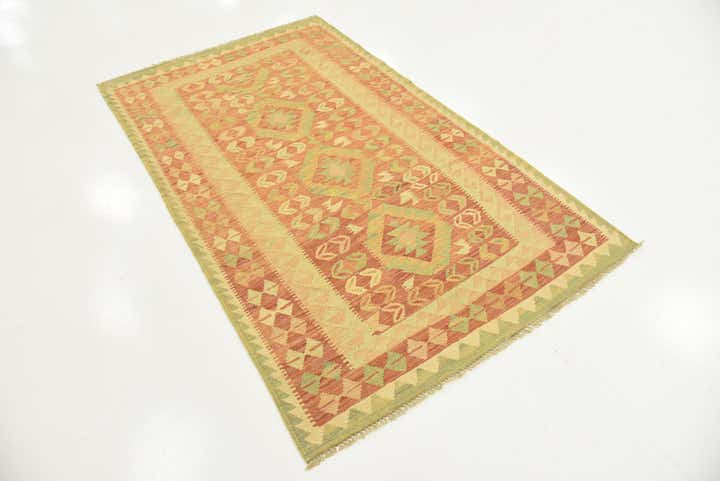 3' 7 x 5' 11 Hand Woven Kilim Waziri Wool Rug