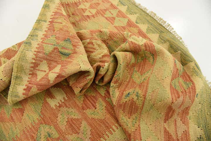 3' 7 x 5' 11 Hand Woven Kilim Waziri Wool Rug