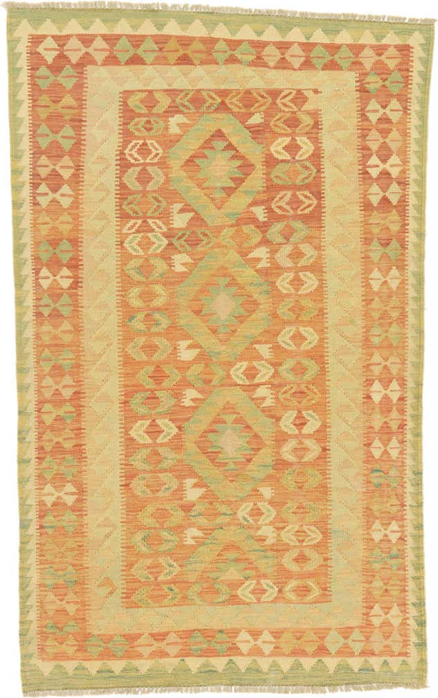 3' 7 x 5' 11 Hand Woven Kilim Waziri Wool Rug