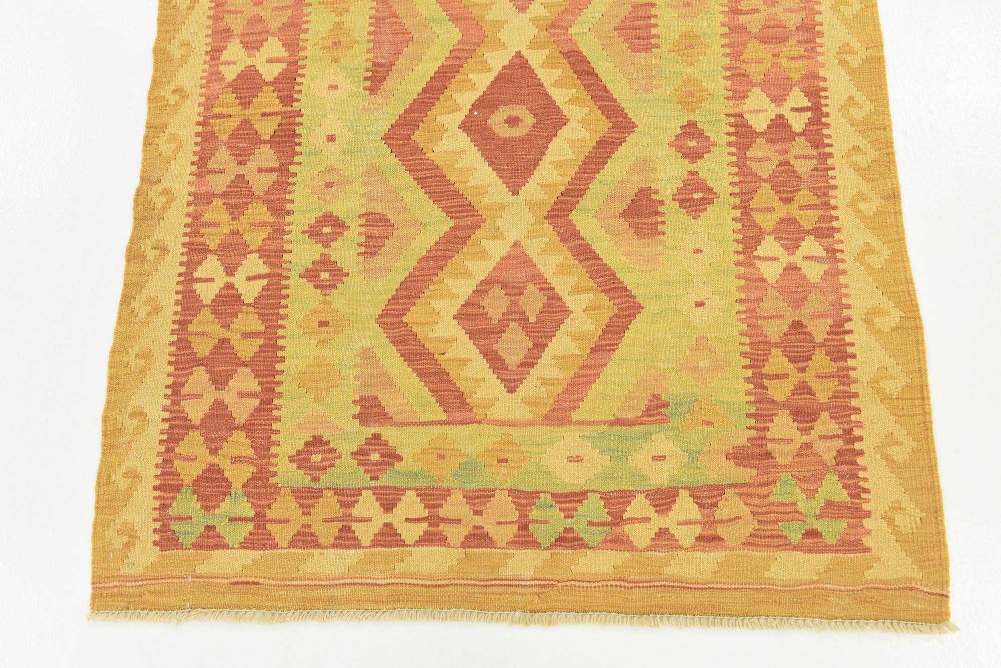 3' 3 x 5' Hand Woven Kilim Waziri Wool Rug