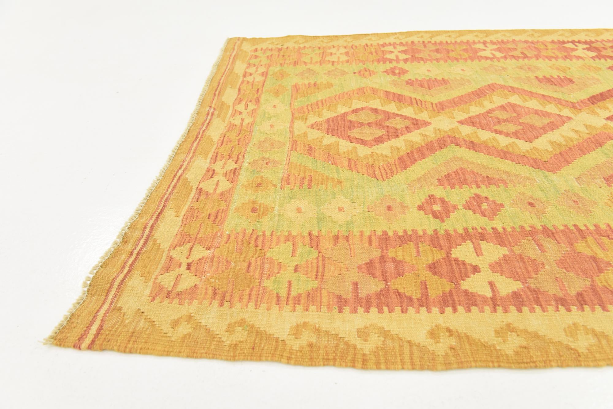 3' 3 x 5' Hand Woven Kilim Waziri Wool Rug