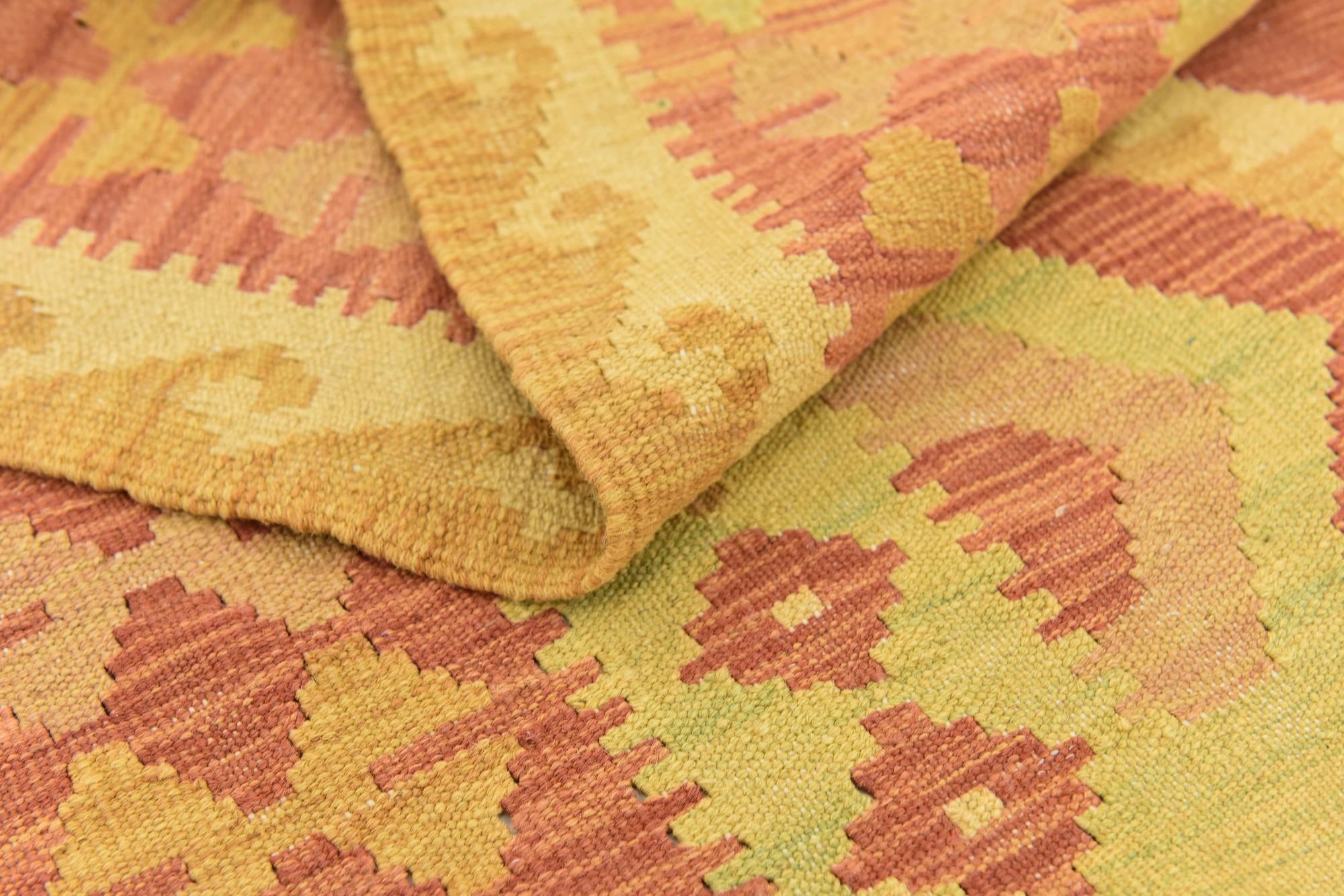 3' 3 x 5' Hand Woven Kilim Waziri Wool Rug