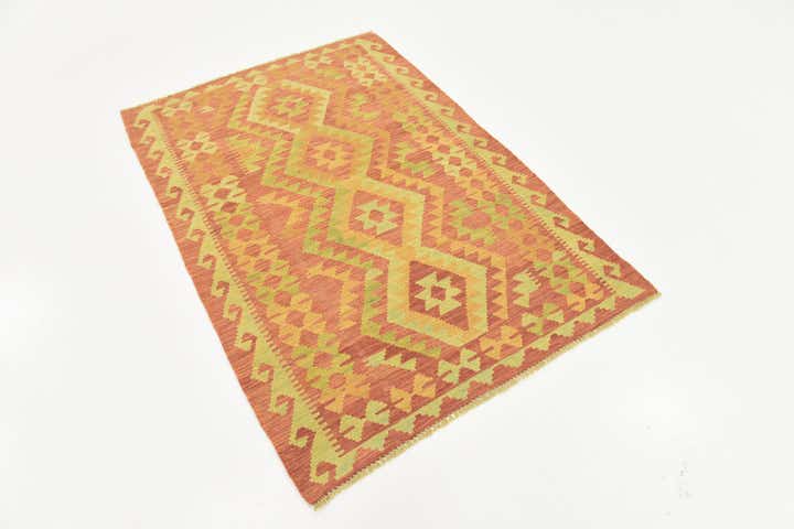 3' 4 x 4' 10 Hand Woven Kilim Waziri Wool Rug