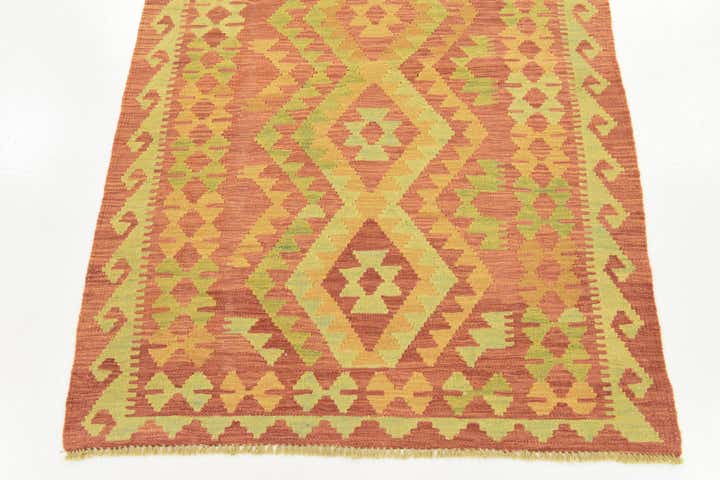 3' 4 x 4' 10 Hand Woven Kilim Waziri Wool Rug