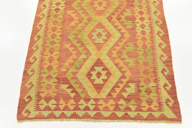 Detail image of 3' 4 x 4' 10 Hand Woven Kilim Waziri Wool Rug