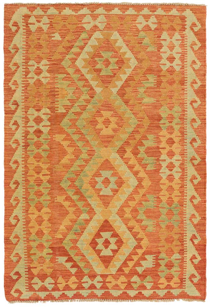 3' 4 x 4' 10 Hand Woven Kilim Waziri Wool Rug