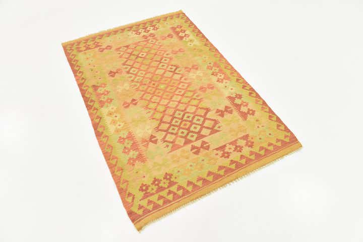 3' 3 x 4' 10 Hand Woven Kilim Waziri Wool Rug