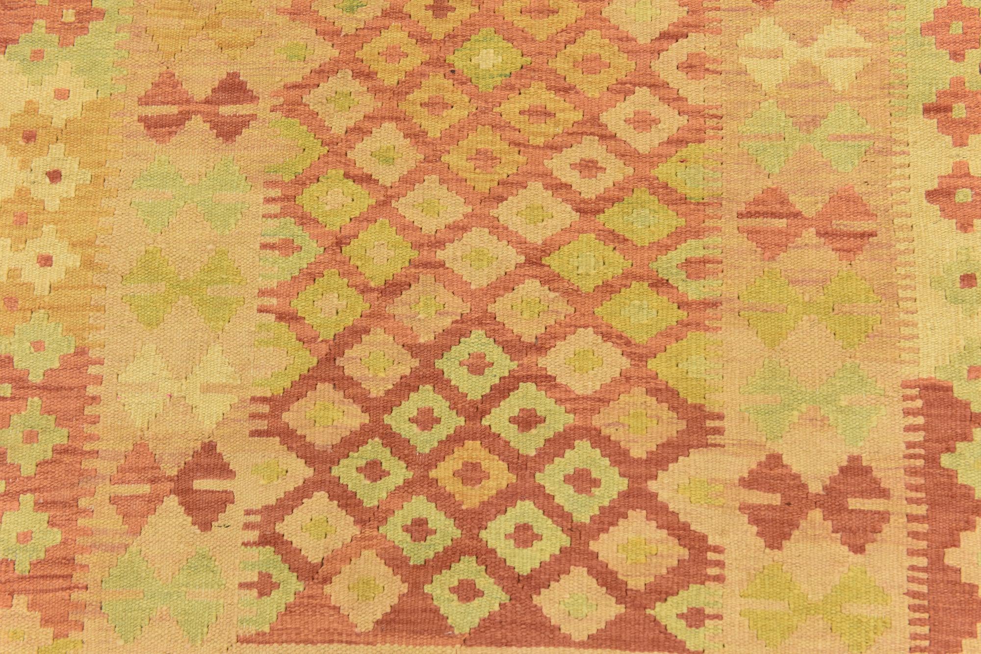 3' 3 x 4' 10 Hand Woven Kilim Waziri Wool Rug