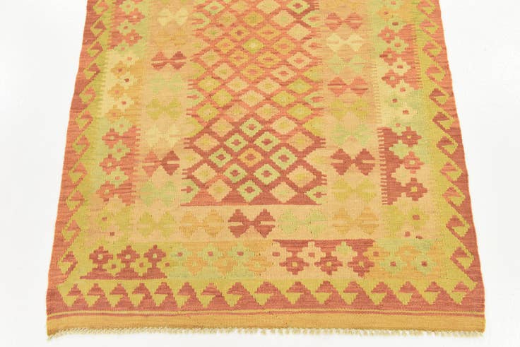 Detail image of 3' 3 x 4' 10 Hand Woven Kilim Waziri Wool Rug
