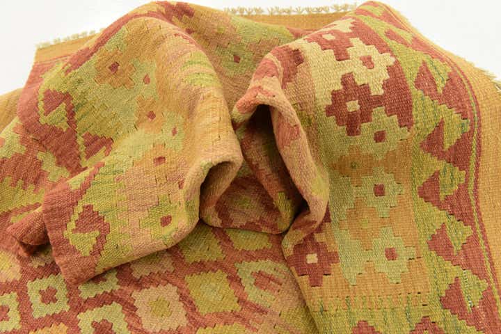 3' 3 x 4' 10 Hand Woven Kilim Waziri Wool Rug