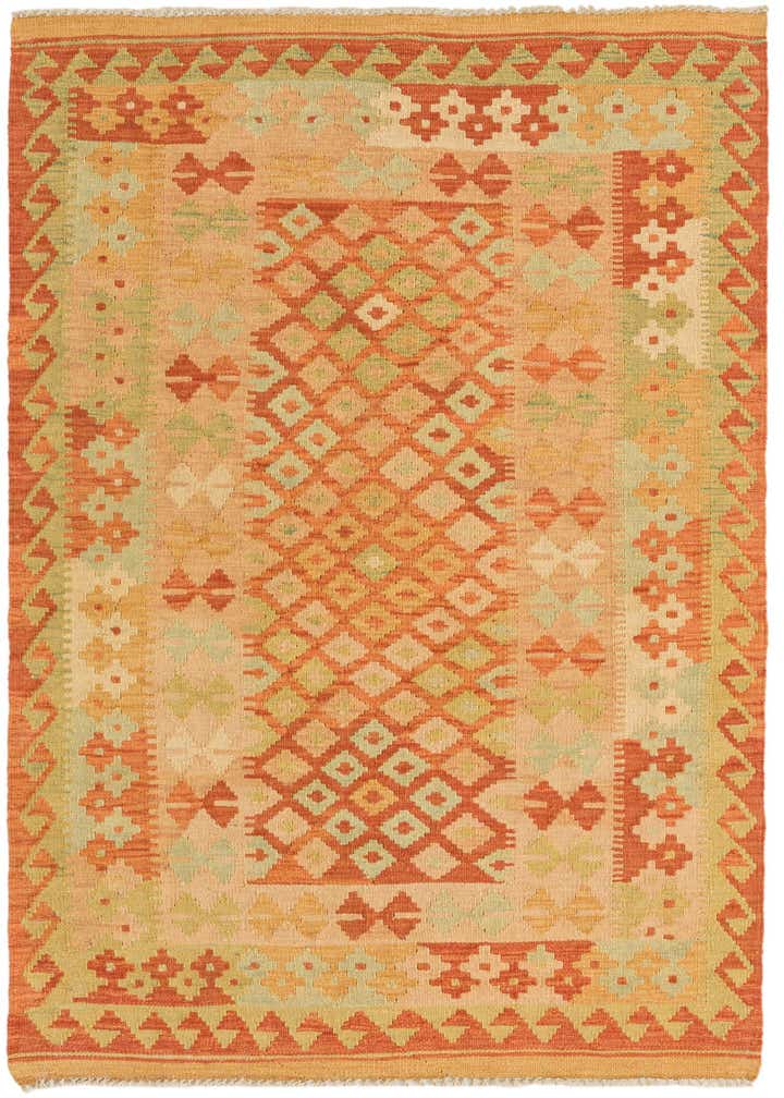 3' 3 x 4' 10 Hand Woven Kilim Waziri Wool Rug