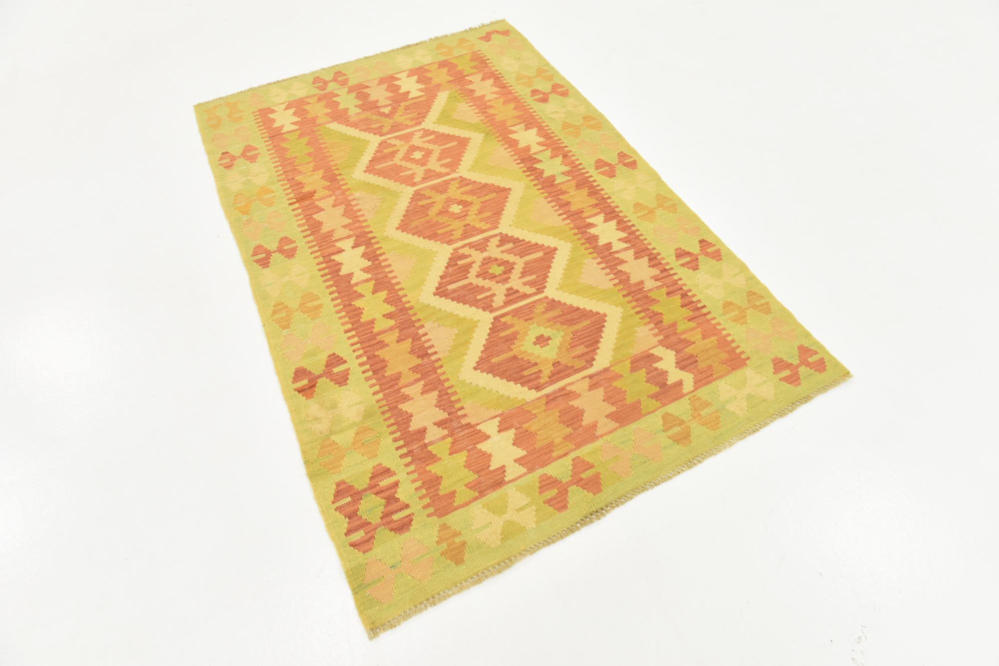 3' 3 x 5' Hand Woven Kilim Waziri Wool Rug