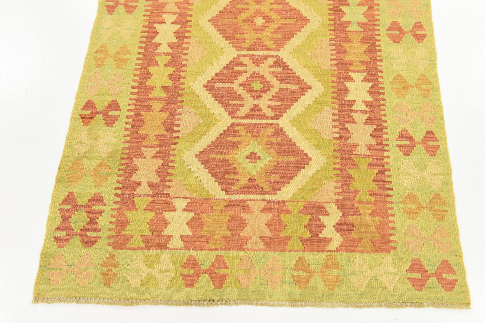 3' 3 x 5' Hand Woven Kilim Waziri Wool Rug