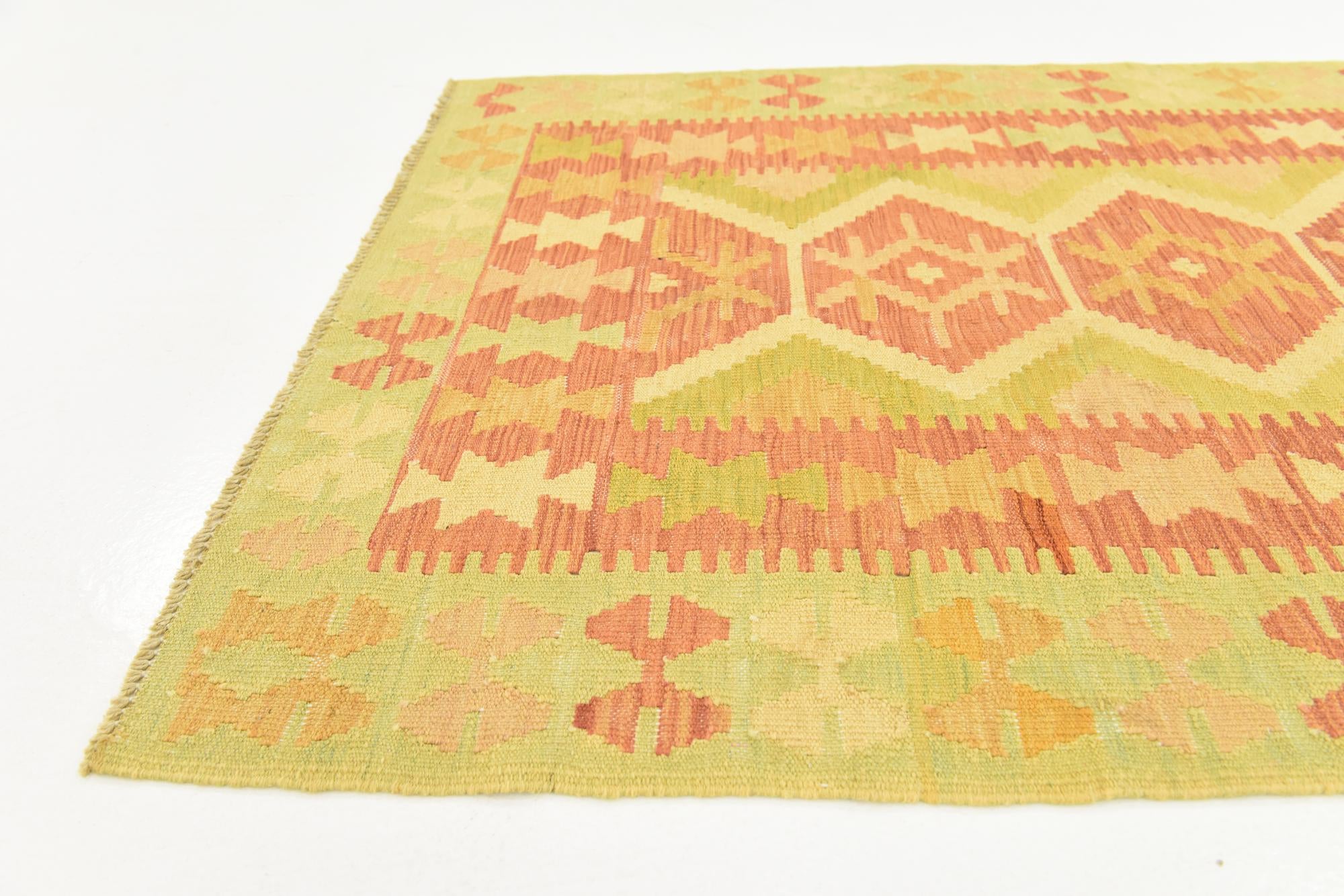 3' 3 x 5' Hand Woven Kilim Waziri Wool Rug