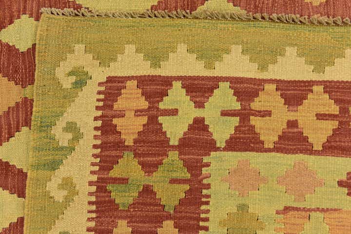 6' 8 x 9' 10 Hand Woven Kilim Waziri Wool Rug
