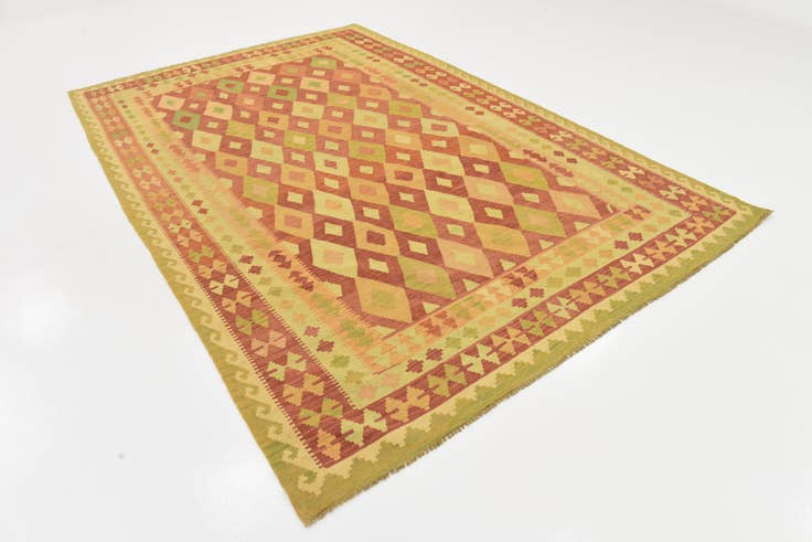 Detail image of 6' 8 x 9' 10 Hand Woven Kilim Waziri Wool Rug