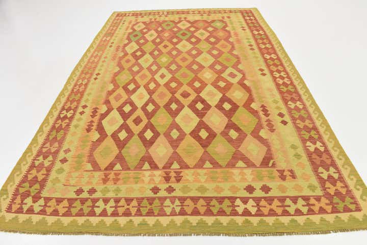 6' 8 x 9' 10 Hand Woven Kilim Waziri Wool Rug