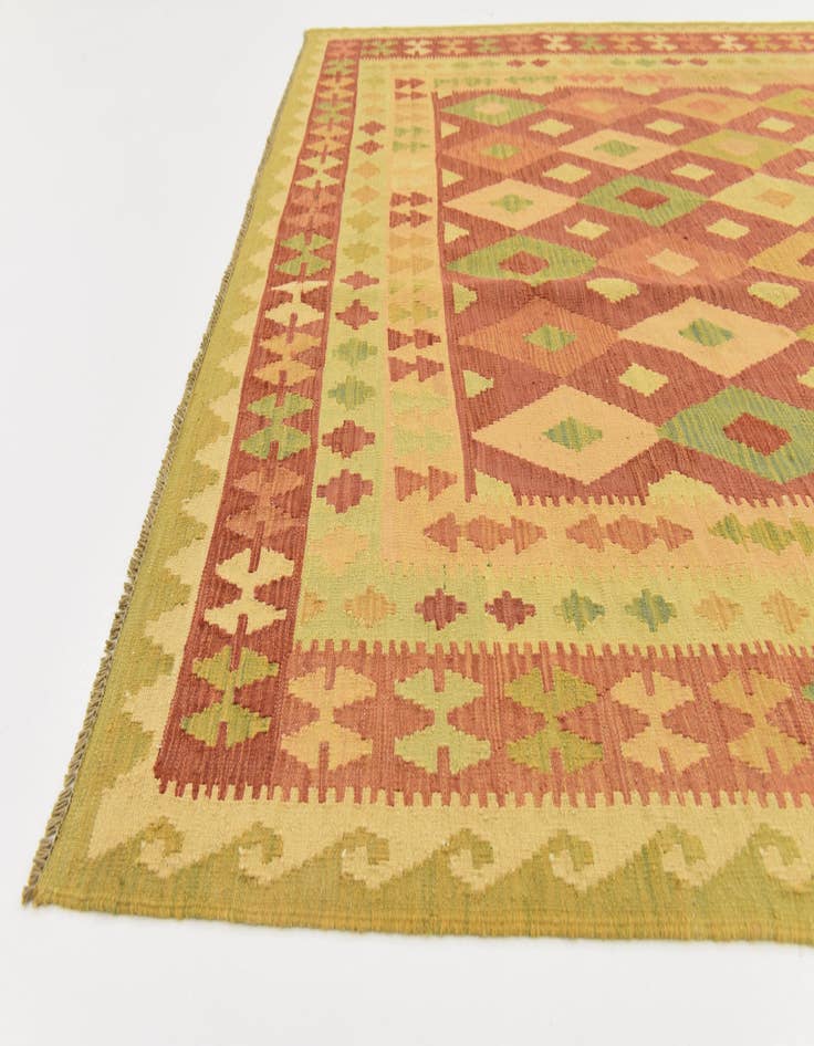 Detail image of 6' 8 x 9' 10 Hand Woven Kilim Waziri Wool Rug