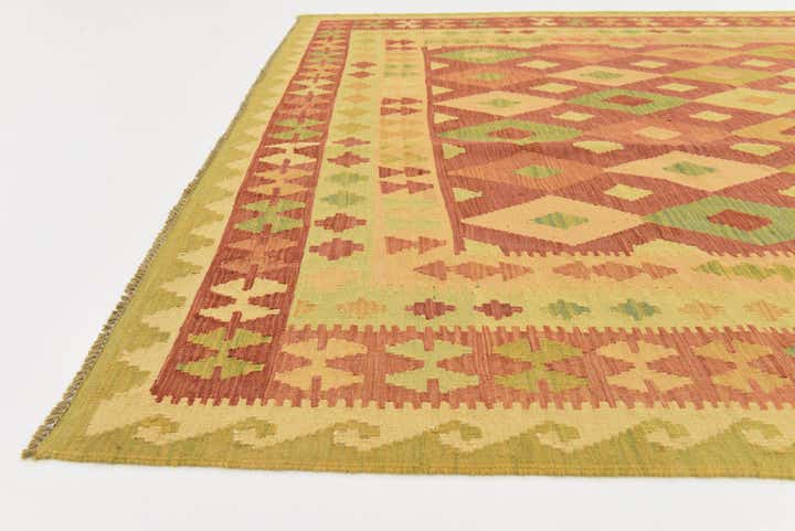 6' 8 x 9' 10 Hand Woven Kilim Waziri Wool Rug