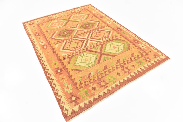 Detail image of 4' 9 x 6' 6 Hand Woven Kilim Waziri Wool Rug