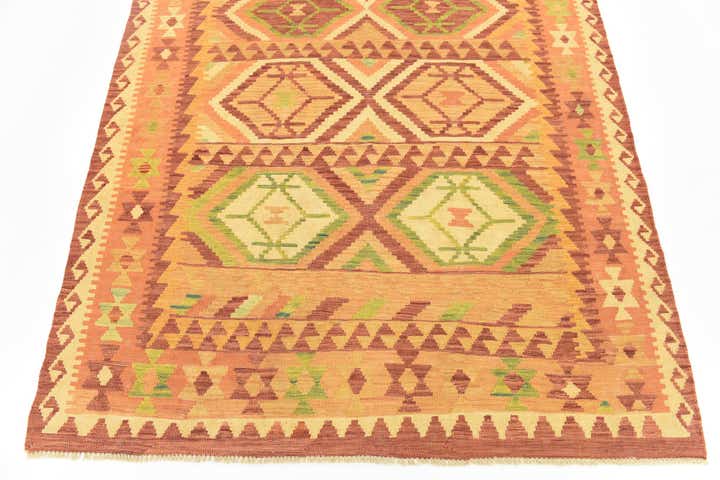4' 9 x 6' 6 Hand Woven Kilim Waziri Wool Rug