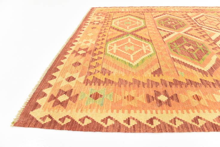 Detail image of 4' 9 x 6' 6 Hand Woven Kilim Waziri Wool Rug
