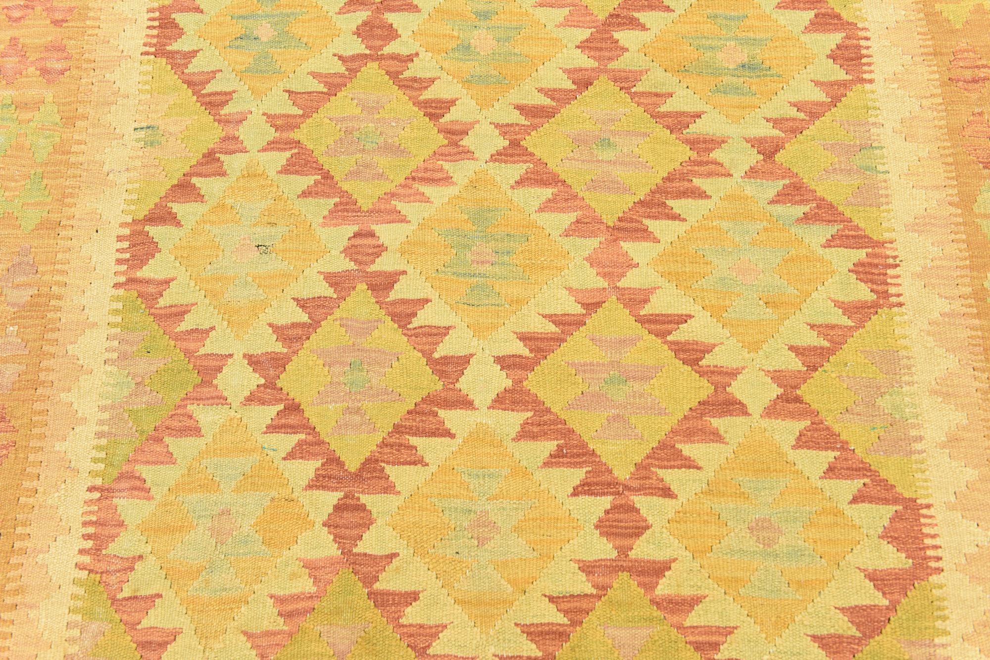 4' 10 x 6' 8 Hand Woven Kilim Waziri Wool Rug