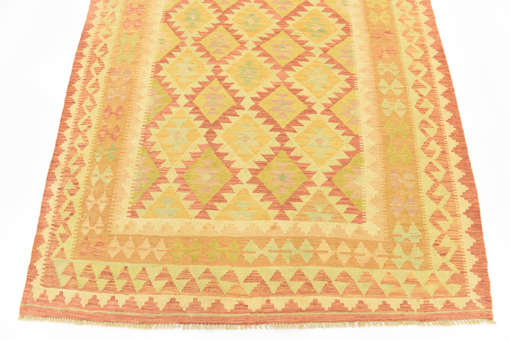 4' 10 x 6' 8 Hand Woven Kilim Waziri Wool Rug