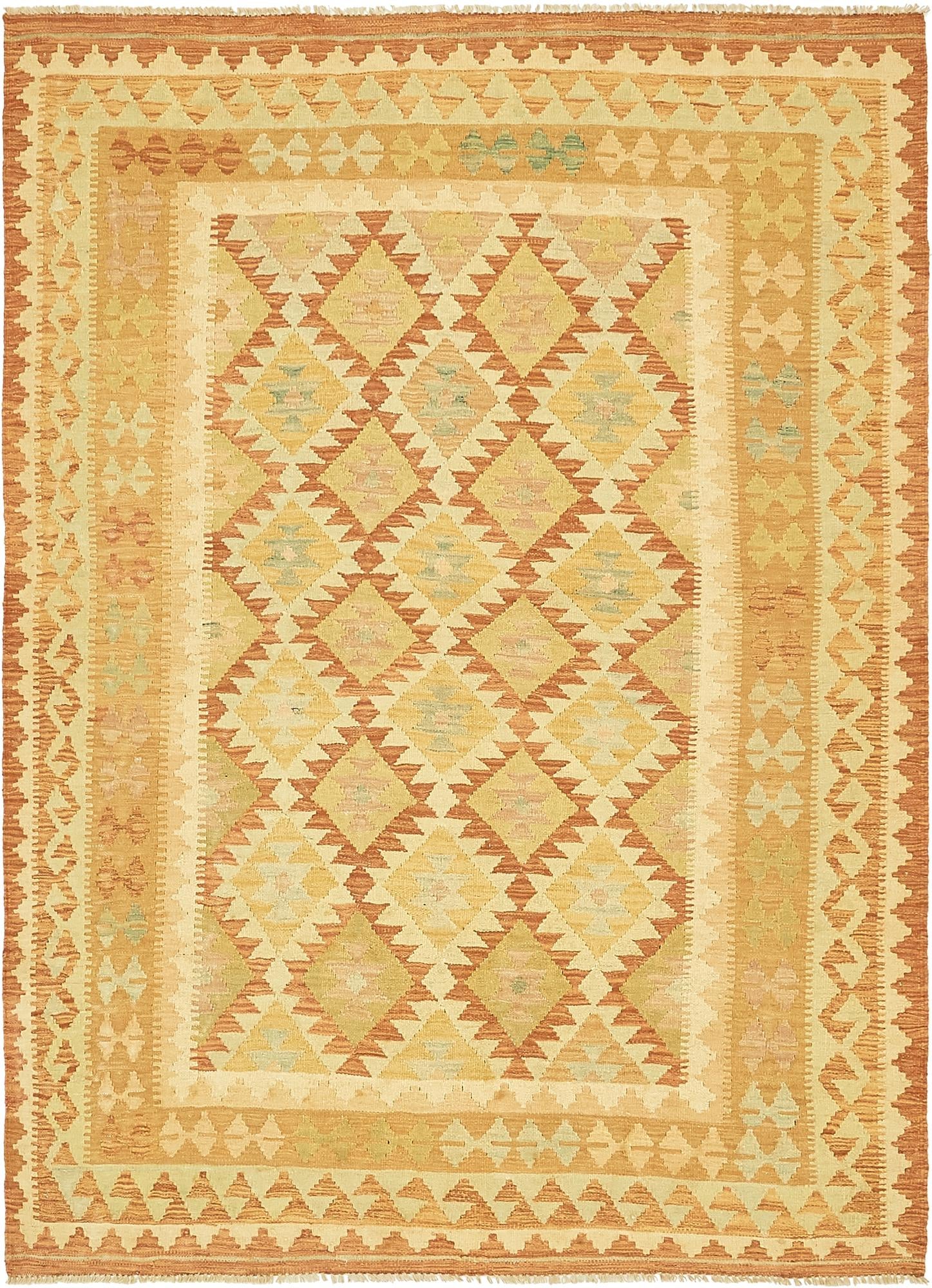 4' 10 x 6' 8 Hand Woven Kilim Waziri Wool Rug