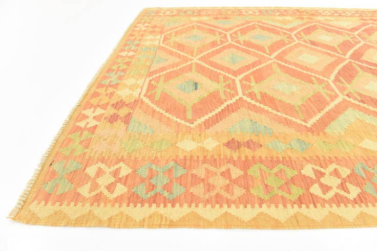 Detail image of 4' 8 x 6' 6 Hand Woven Kilim Waziri Wool Rug