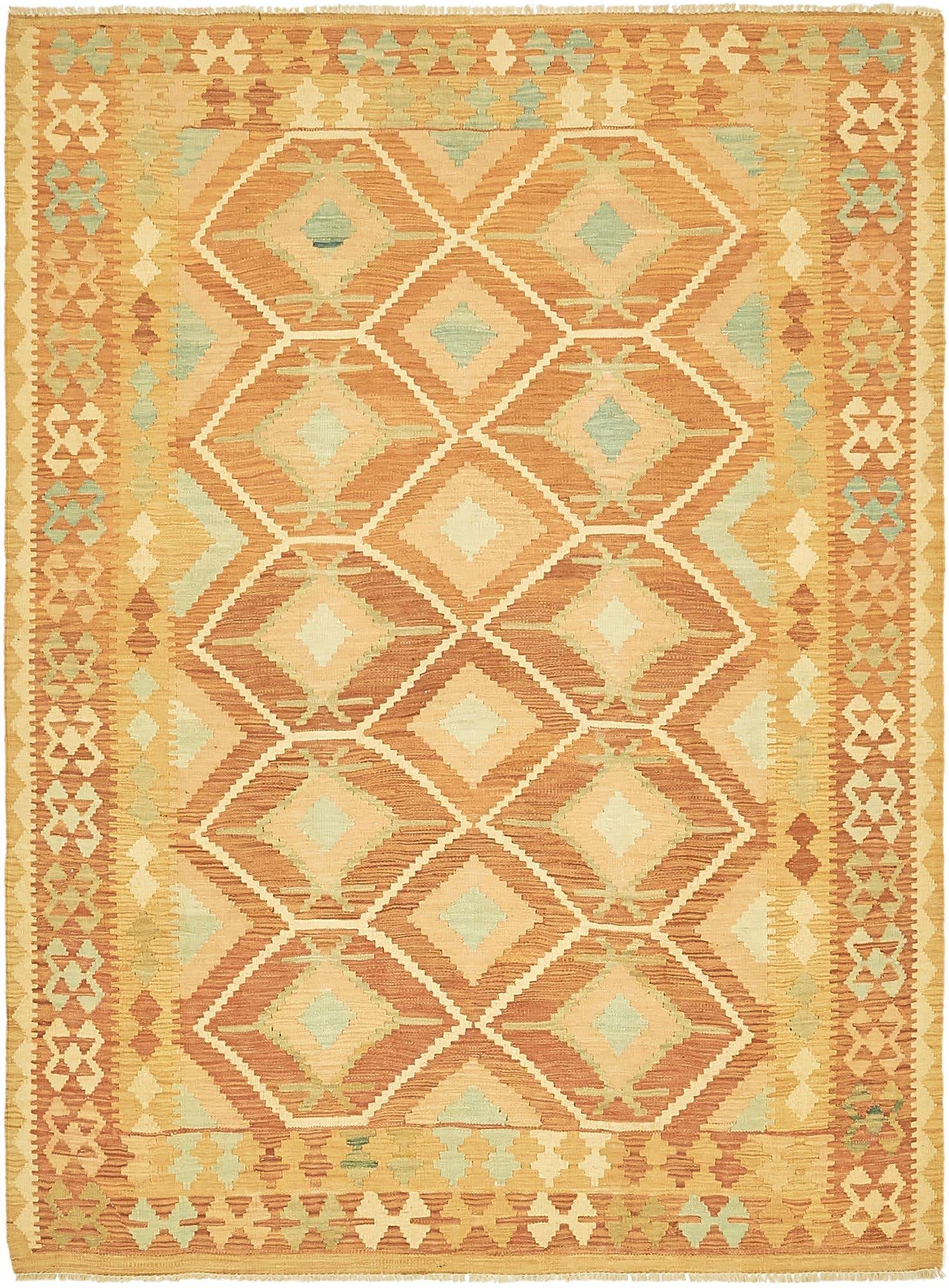 4' 8 x 6' 6 Hand Woven Kilim Waziri Wool Rug