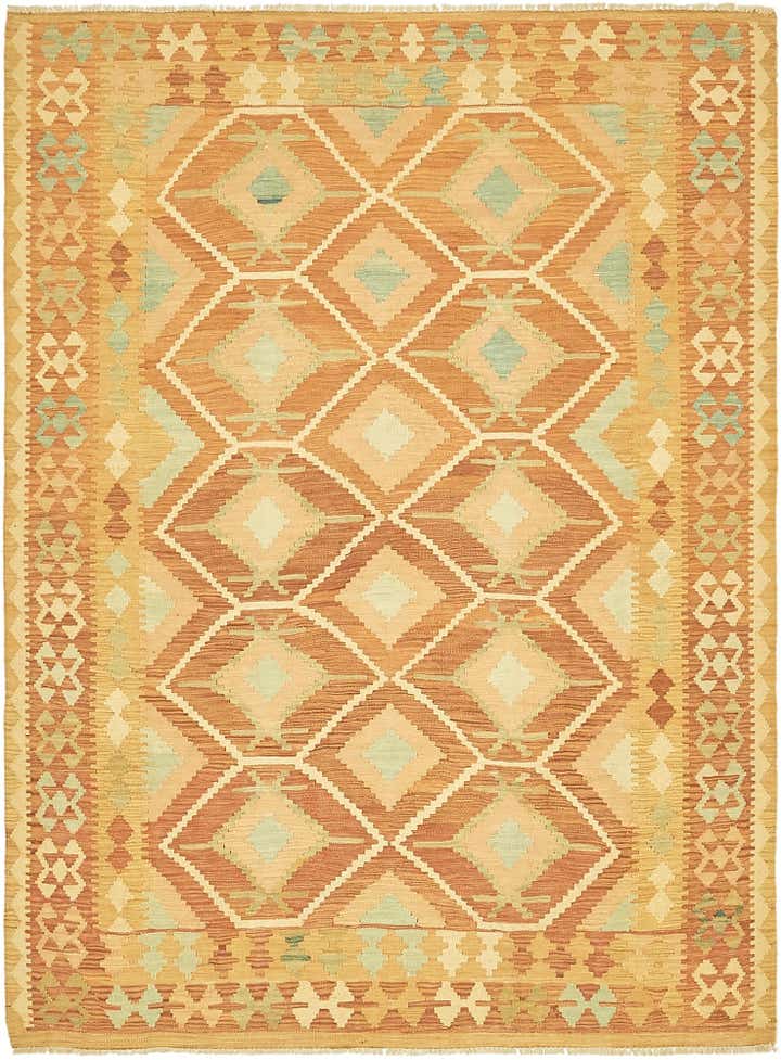 4' 8 x 6' 6 Hand Woven Kilim Waziri Wool Rug