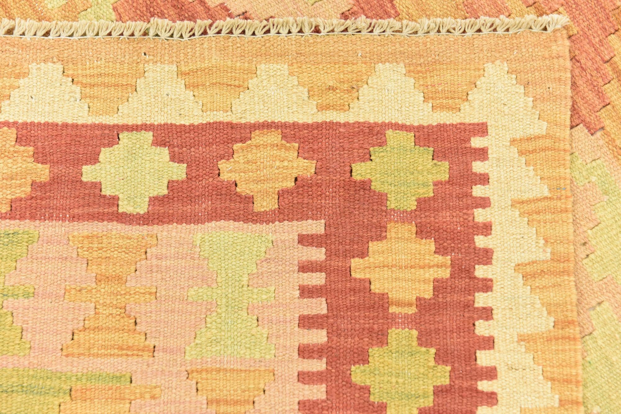4' 9 x 6' 6 Hand Woven Kilim Waziri Wool Rug