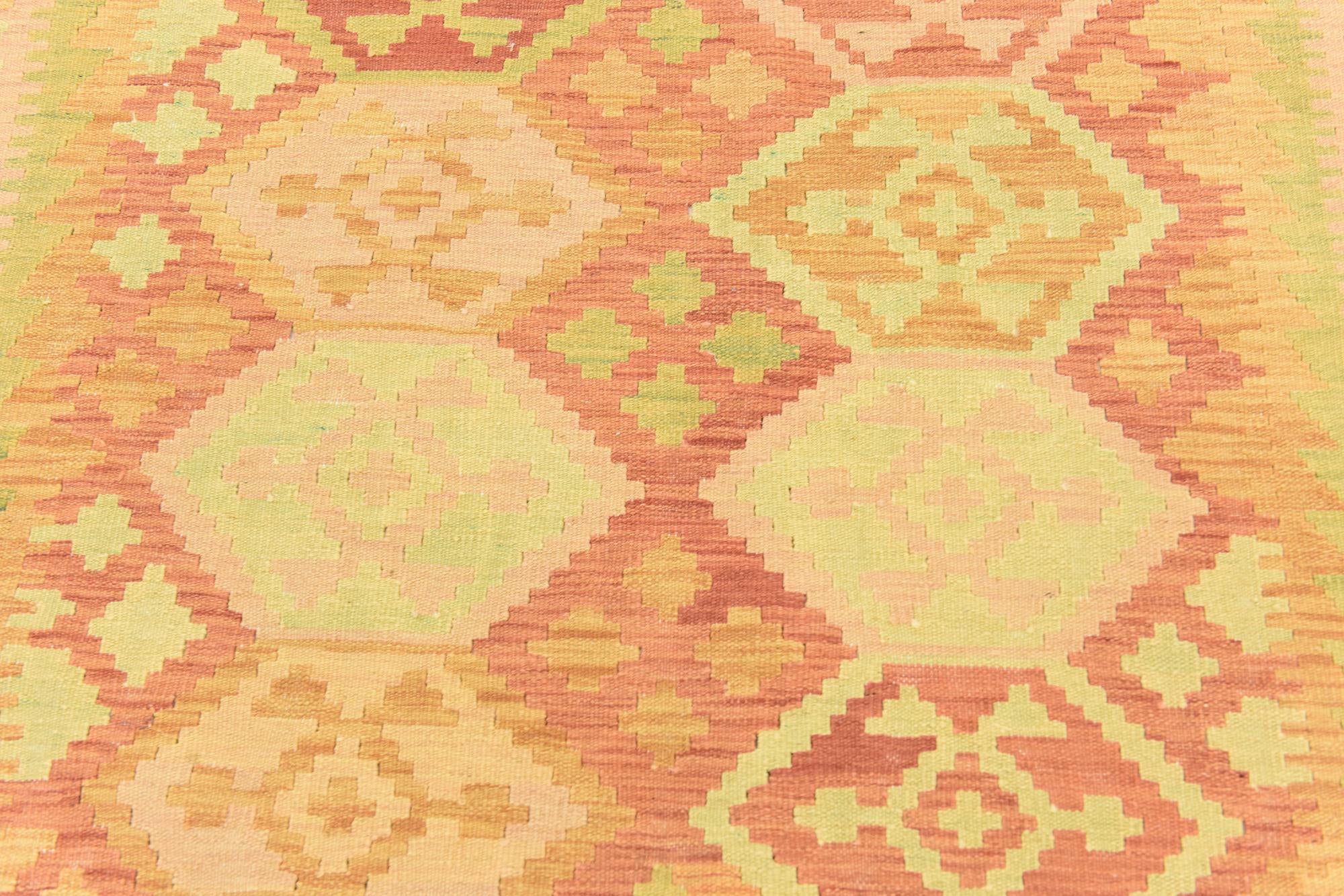 4' 9 x 6' 6 Hand Woven Kilim Waziri Wool Rug