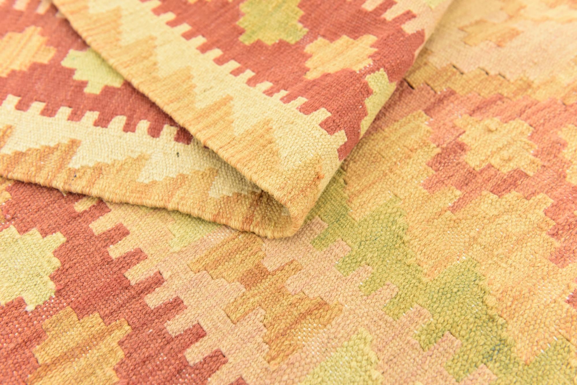 4' 9 x 6' 6 Hand Woven Kilim Waziri Wool Rug