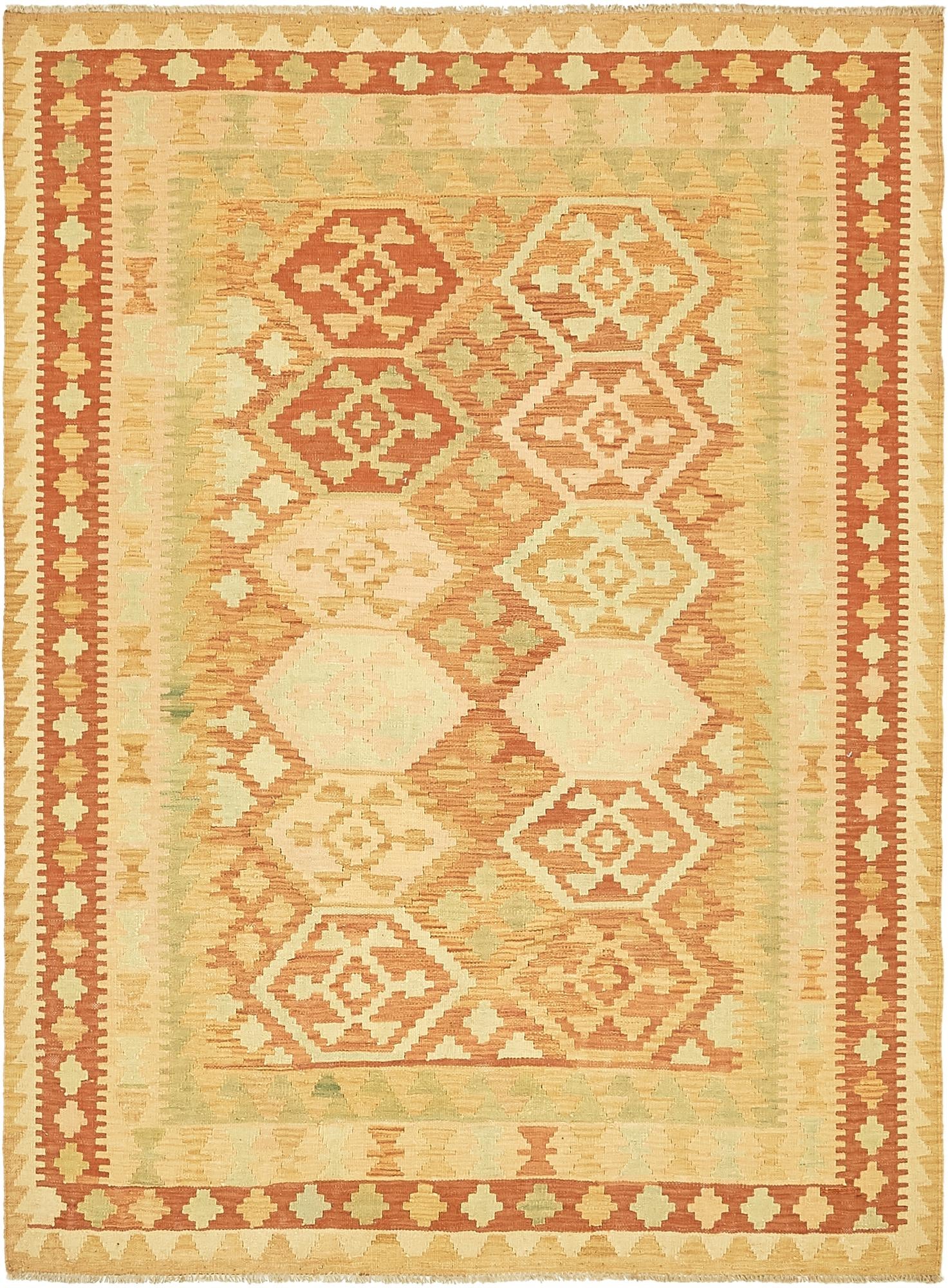 4' 9 x 6' 6 Hand Woven Kilim Waziri Wool Rug