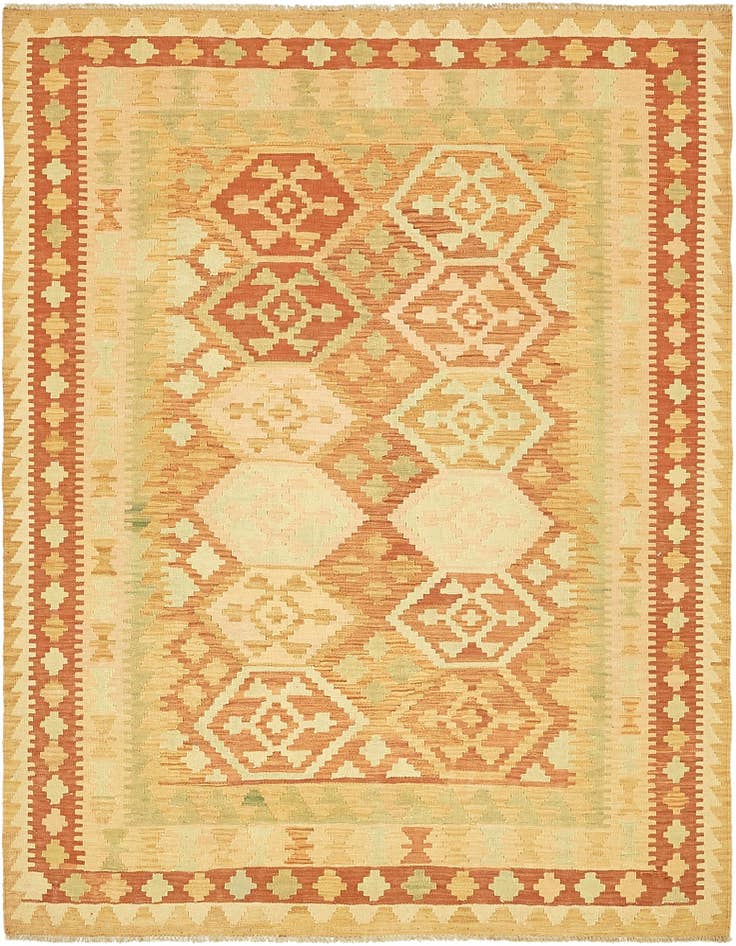 Detail image of 4' 9 x 6' 6 Hand Woven Kilim Waziri Wool Rug