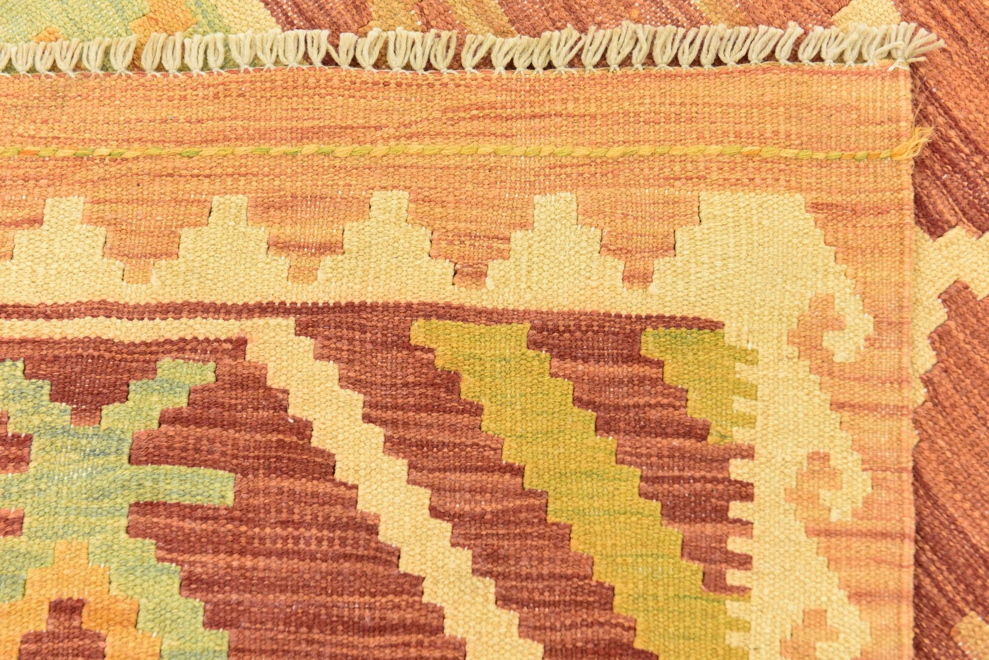 4' 10 x 6' 5 Hand Woven Kilim Waziri Wool Rug