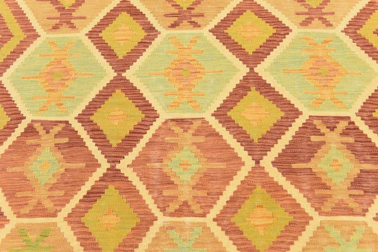 Detail image of 4' 10 x 6' 5 Hand Woven Kilim Waziri Wool Rug