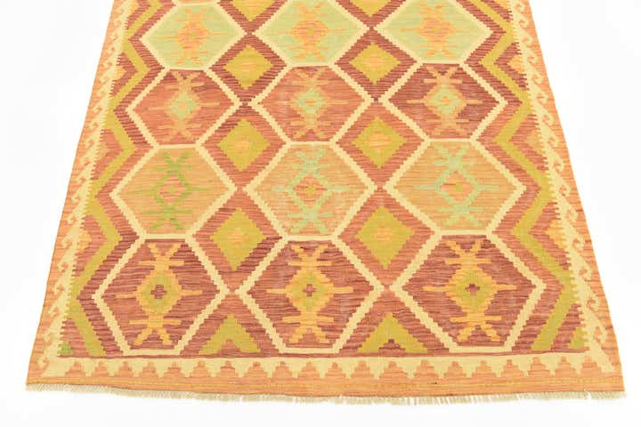 4' 10 x 6' 5 Hand Woven Kilim Waziri Wool Rug