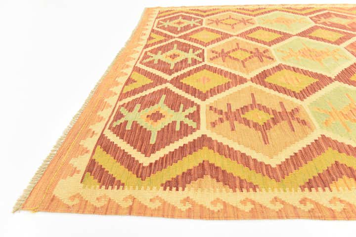 4' 10 x 6' 5 Hand Woven Kilim Waziri Wool Rug