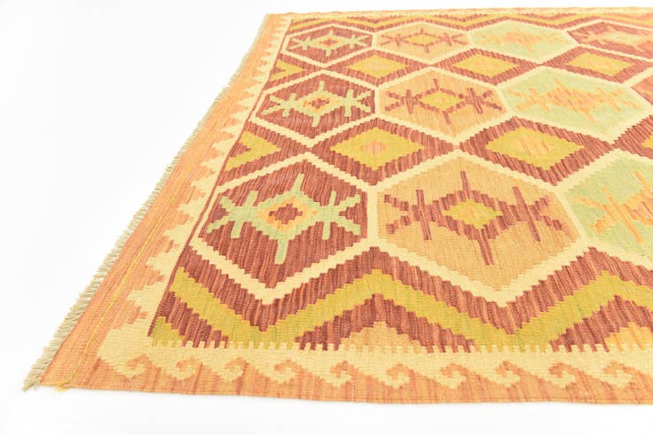 Detail image of 4' 10 x 6' 5 Hand Woven Kilim Waziri Wool Rug