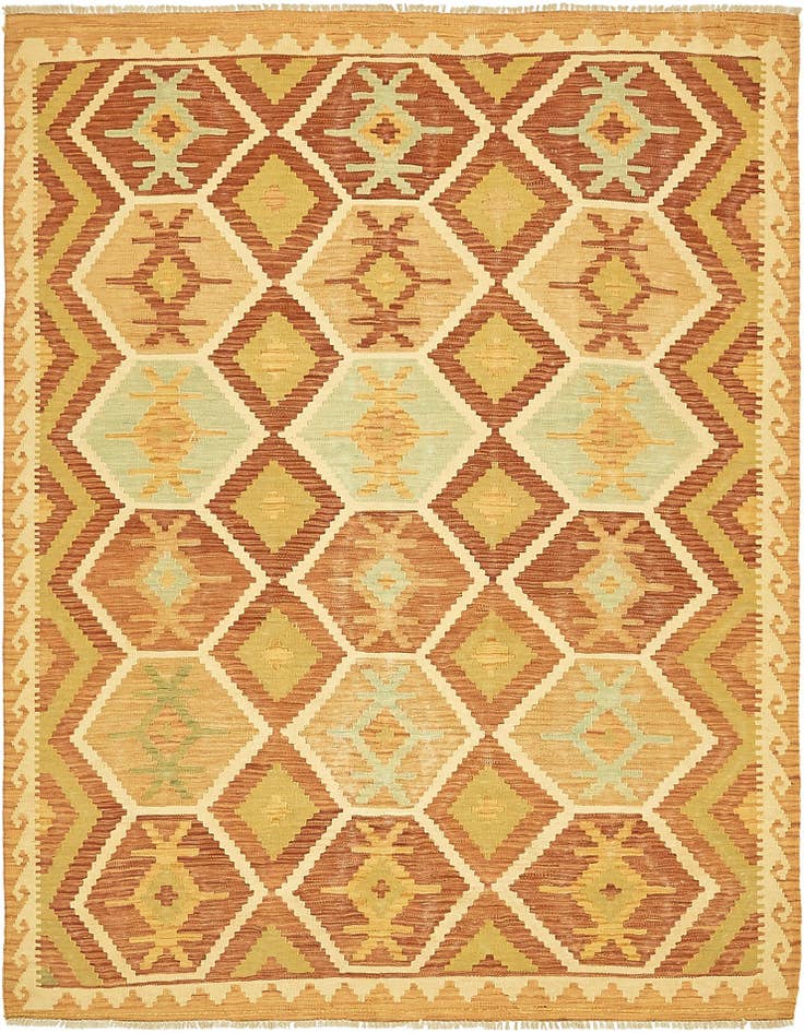 Detail image of 4' 10 x 6' 5 Hand Woven Kilim Waziri Wool Rug