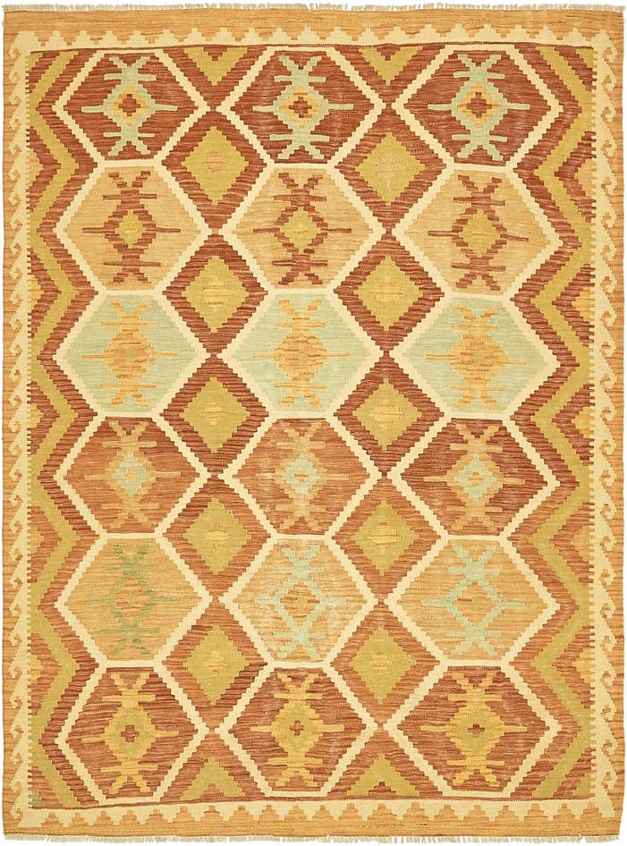 Detail image of 4' 10 x 6' 5 Hand Woven Kilim Waziri Wool Rug